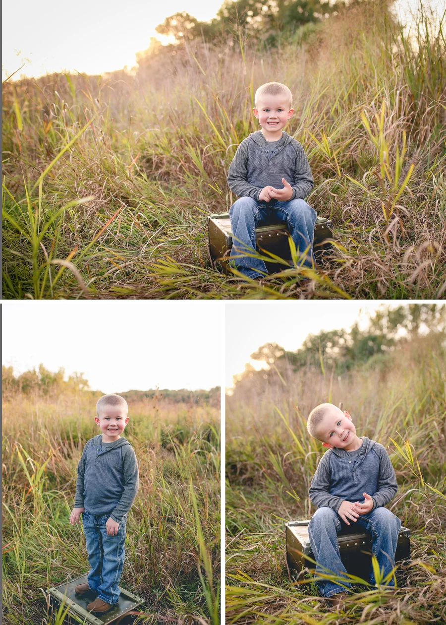 I usually shoot most of my pictures horizontal and am trying to be more intentional in shooting vertically. During our shoot, Landen would turn his head every time I turned my camera! I couldn't leave that image out-it was so funny to watch him!