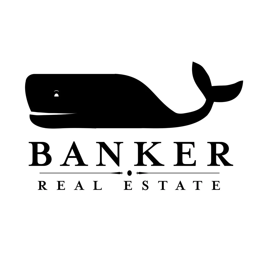 Logo featuring a silhouette of a whale with the words "Banker Real Estate" beneath it.