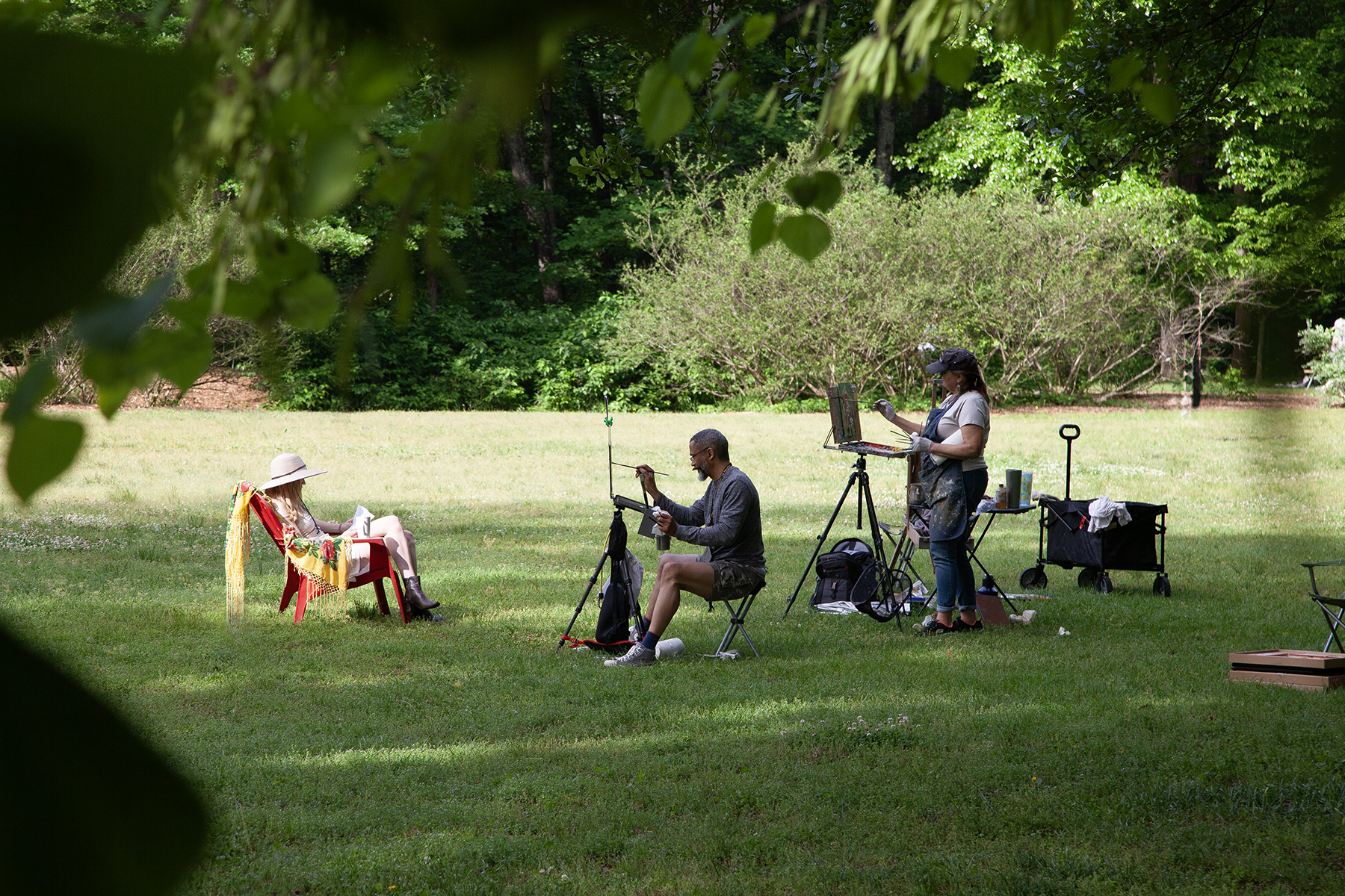 Olmsted Plein Air Invitational painters in Olmsted Linear park during PaintQuick