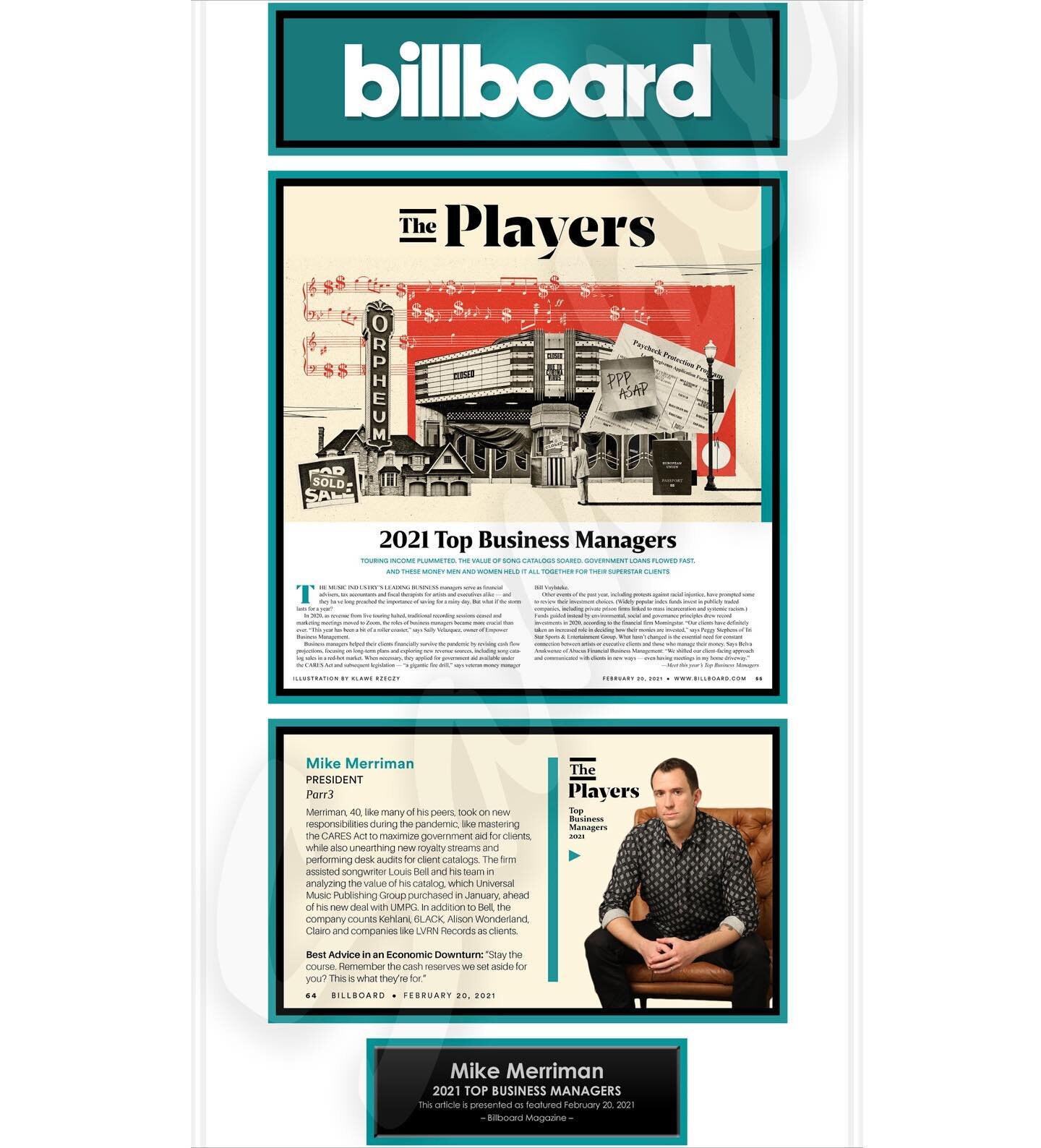 Thanks @billboard for including PARR3 in your 2021 Top Business Managers list!