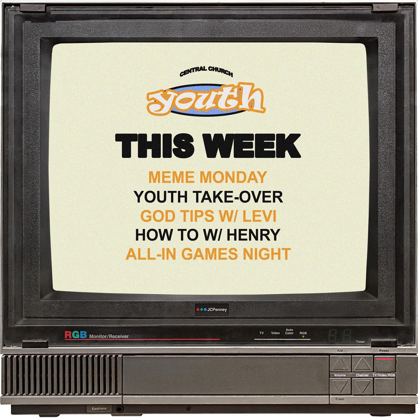 YO CENTRAL CHURCH YOUTH! We have something for you every day this week 👀📺 #onlyccy