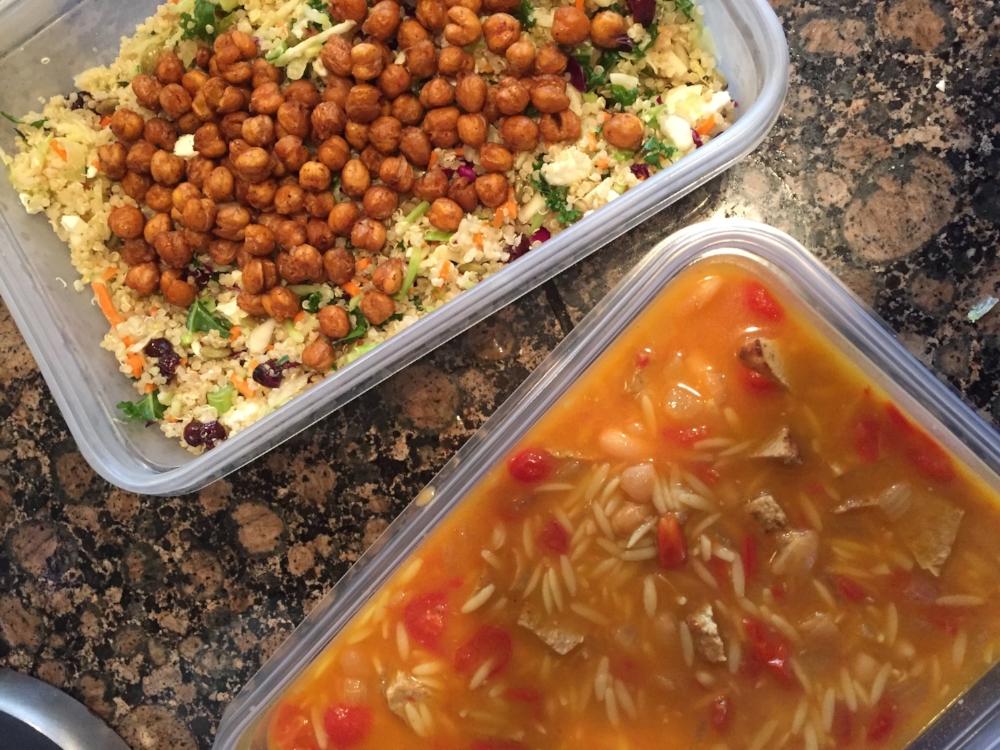 I also brought a version of my favorite quinoa salad , to which I added a lot of my favorite easy veggies .
