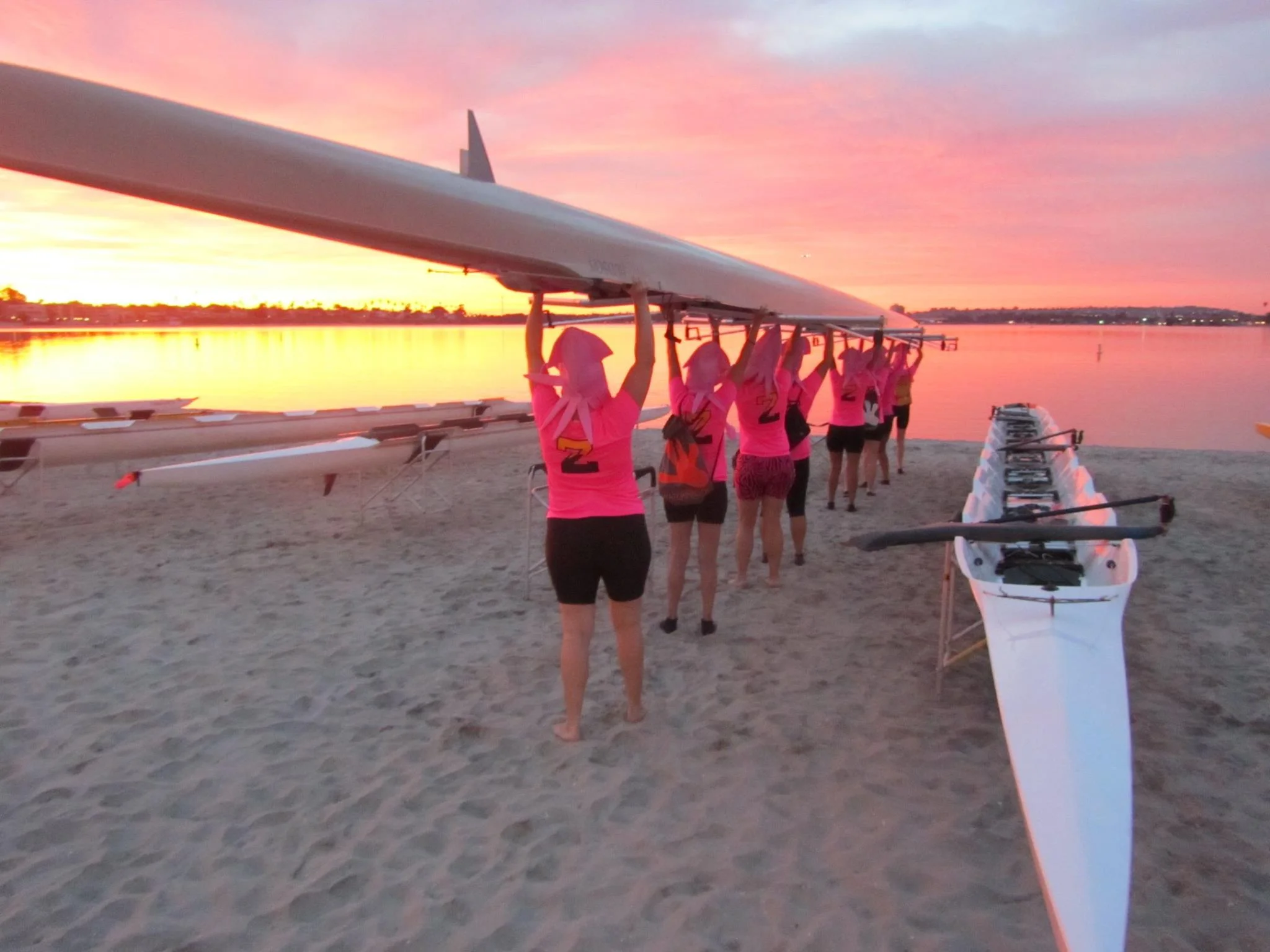 The sunrises are one of the best parts of rowing. This one dressed in pink for the occasion.