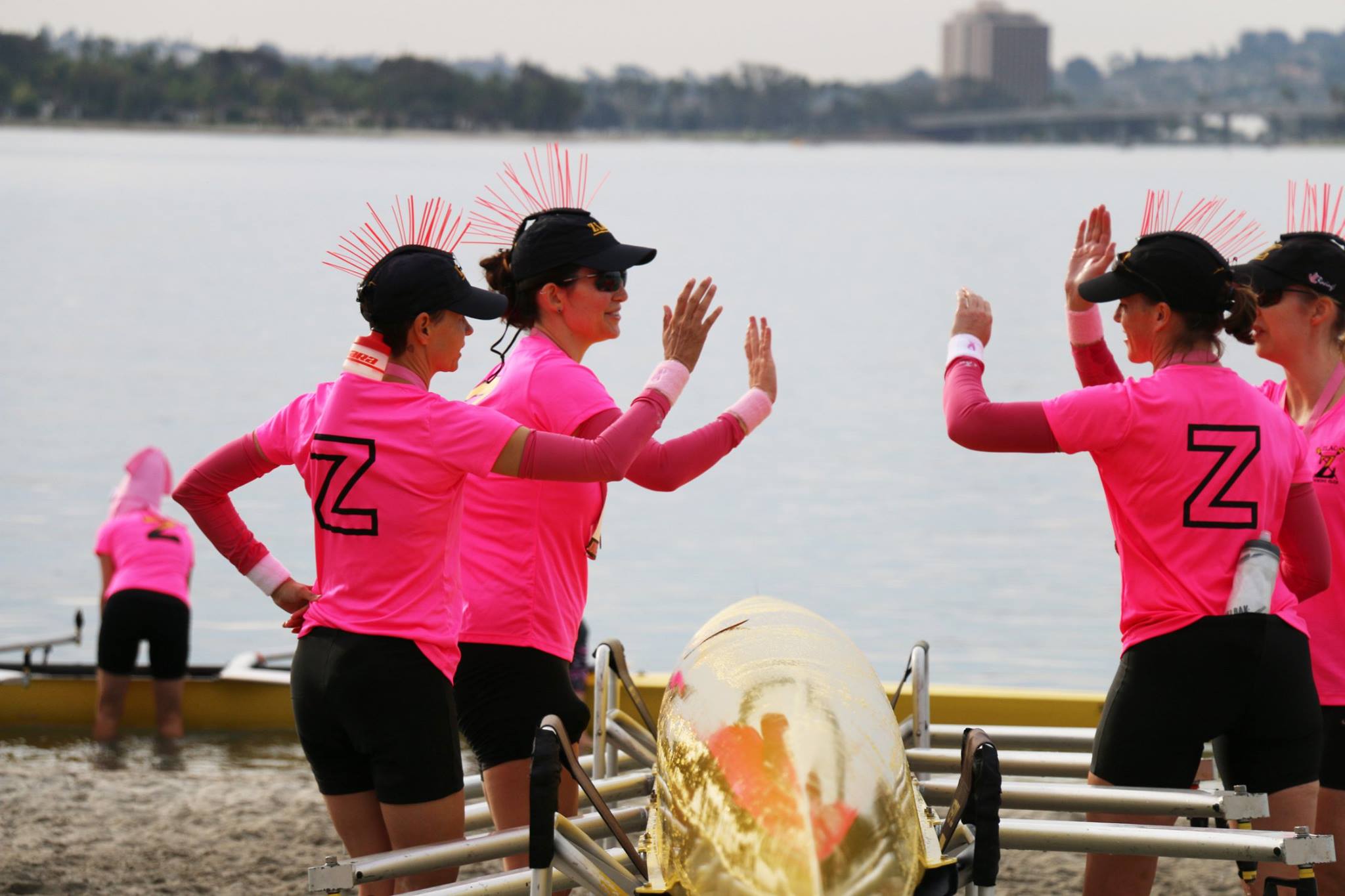 Now row would be complete without some high fives.