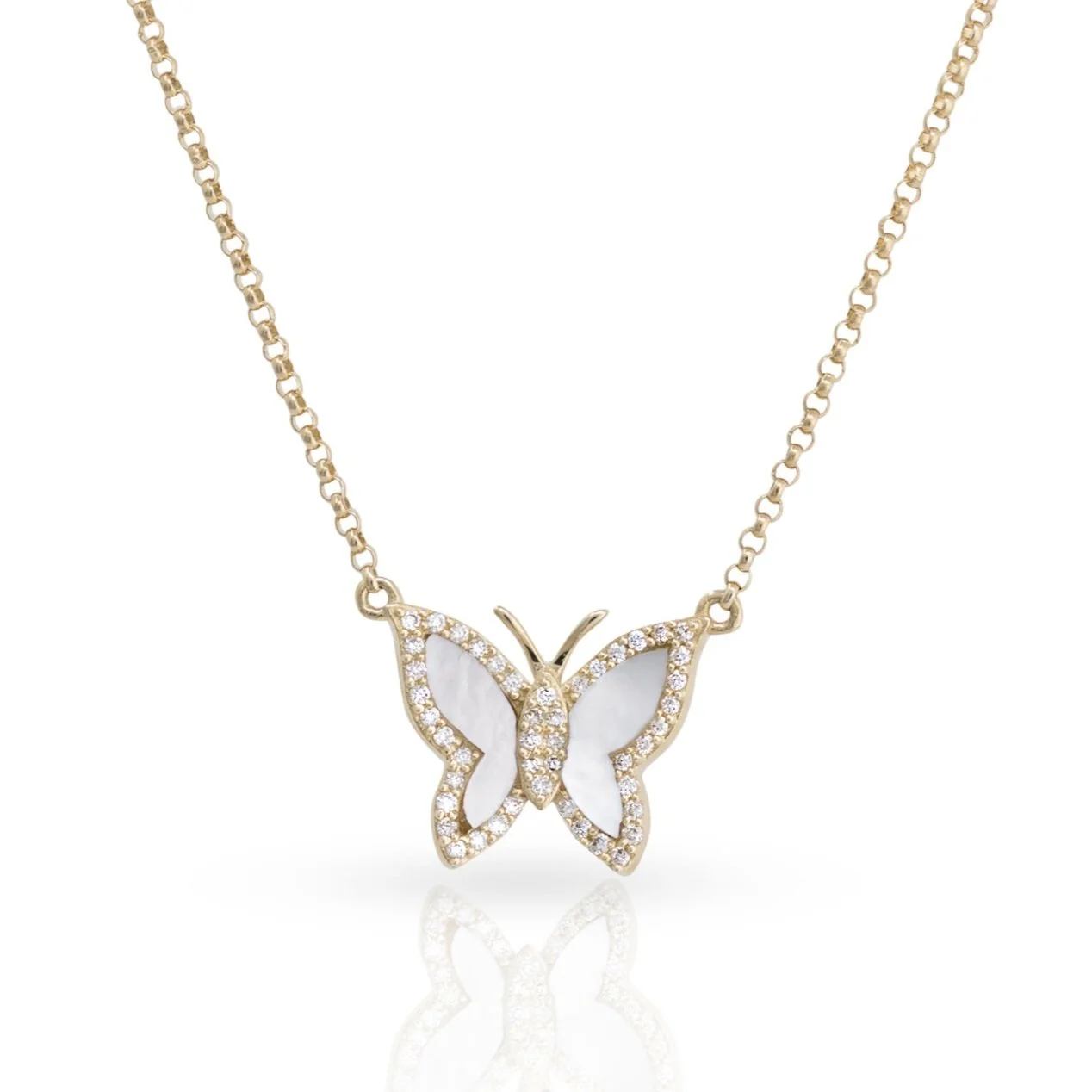 MOTHER OF PEARL/DIAMOND BUTTERFLY 