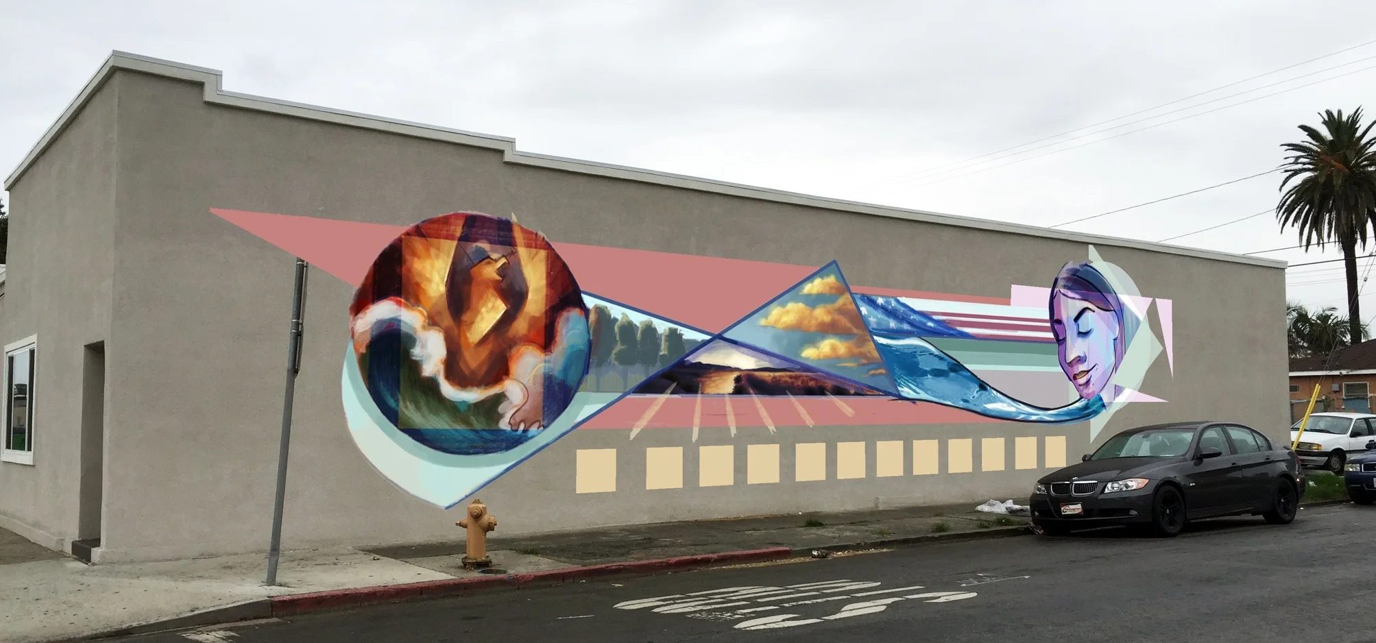 Start of Mural in North Long Beach