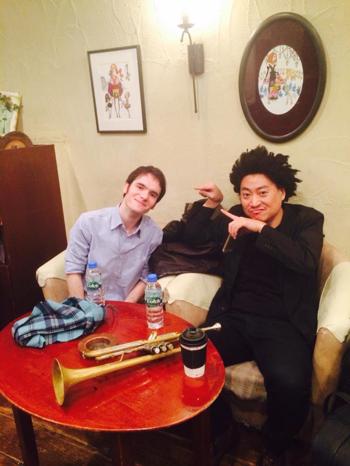 Takuya and I hanging out before the gig.