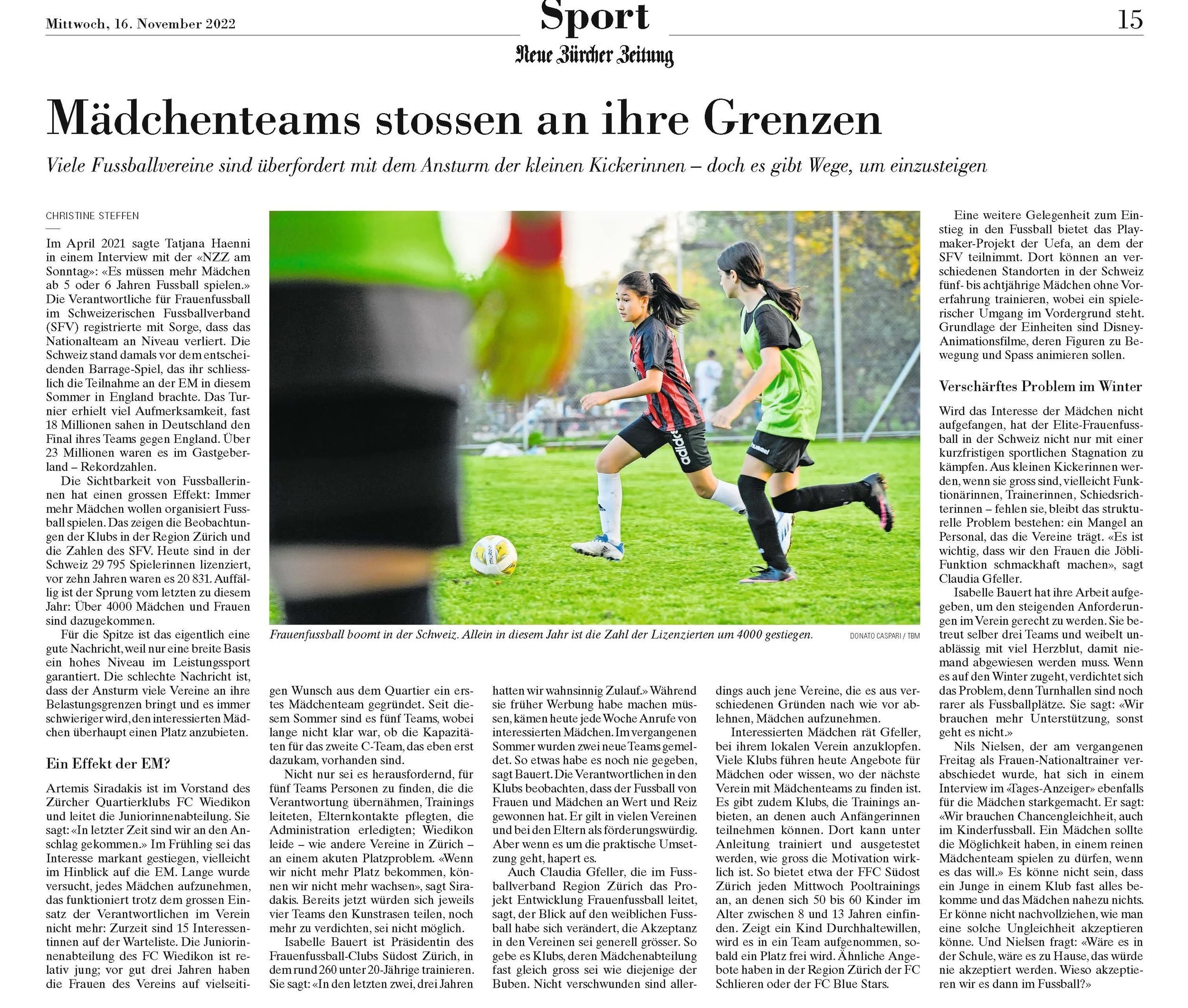 NZZ über Mädchen-Fussball