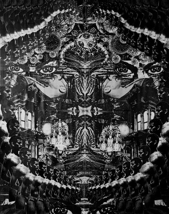 Fear We Trust (black) collage on paper, 40 x 50cm, 2007