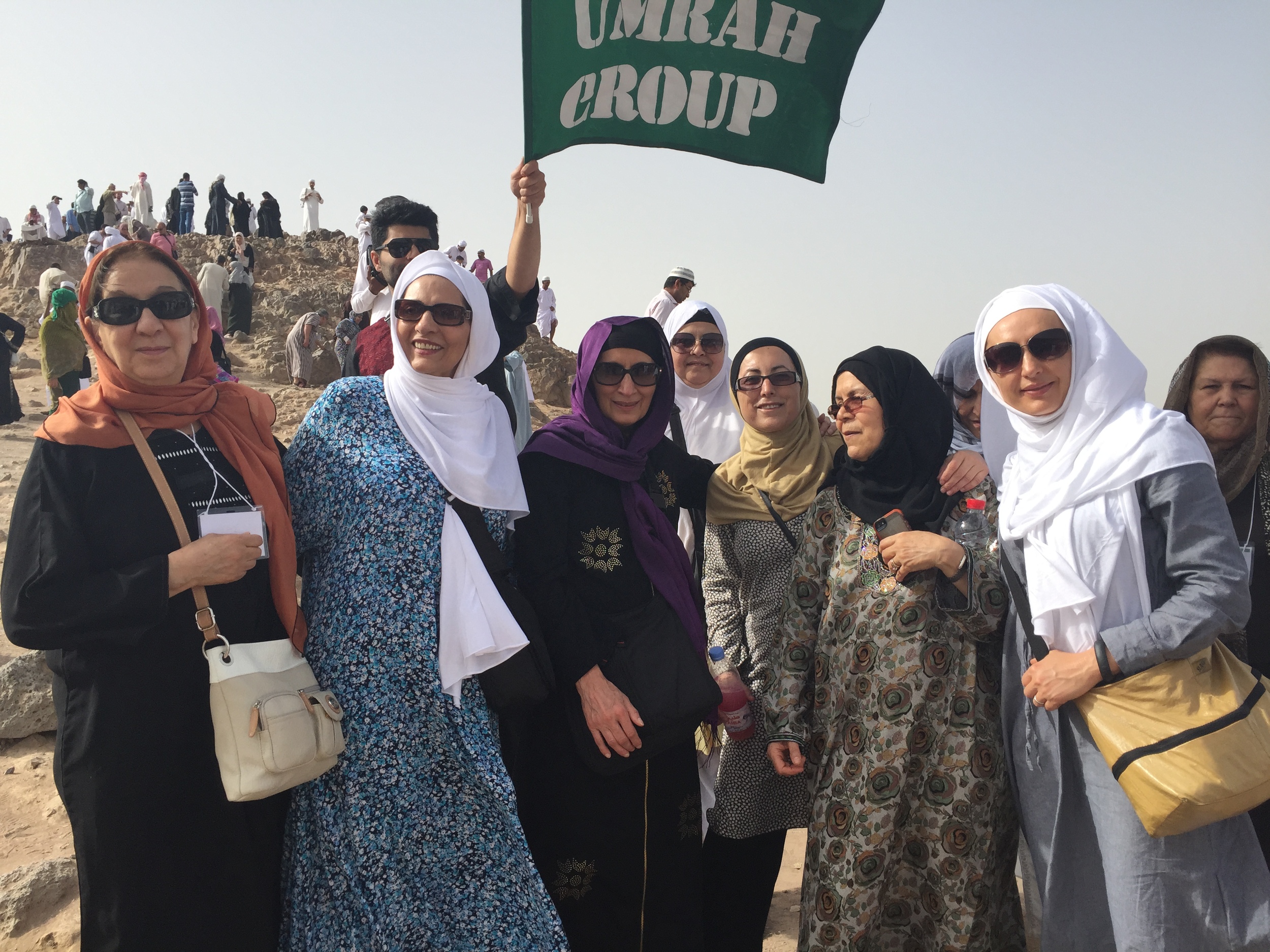 My co-pilgrims and me at the battle of Uhud sight (I'm on the furthers right with white headscarf)