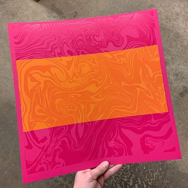 What madness is this? Is it marbled paper? Is is letterpress printed? This is what you get when you work with Nick Larson @laserlarson. He did a digital design mock-up and carved the block for this year&rsquo;s New Impressions exhibition poster. I&rs