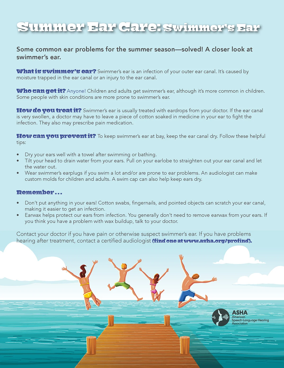 Summer Ear Care How to avoid "swimmer's ear" — Sound Speech and