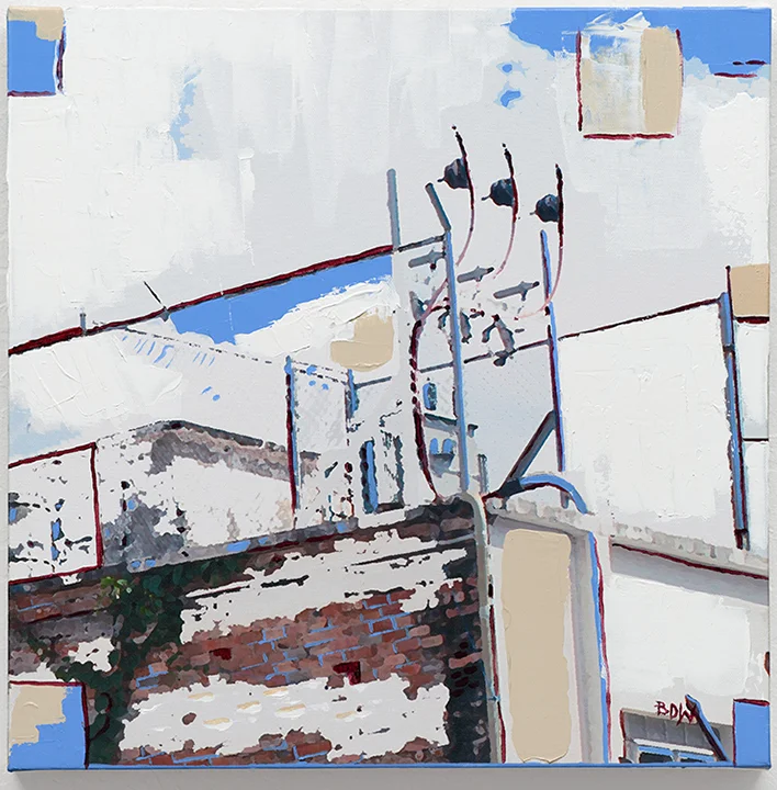 Urban Ruins No. 1, 2014, Acrylic Paint and Archival Pigment on Canvas, 20" x 20" SOLD
