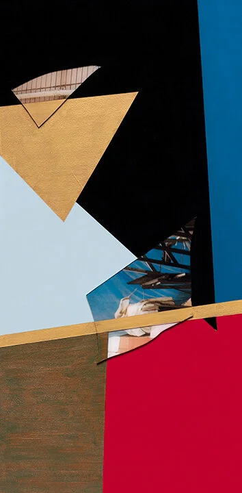 Displaced No. 1, 2020, Acrylic Pigment on Plexiglas and Acrylic Paint on Wood Panel, 30x15in. SOLD