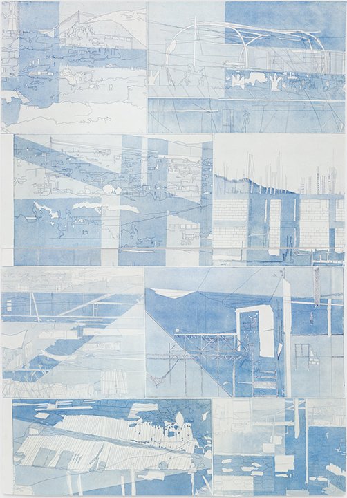 Merging Grounds No. 15, 2018, Diptych, Line and Aquatint Etching on Hahnemuhle Etching Paper, paper size 44.5x30in