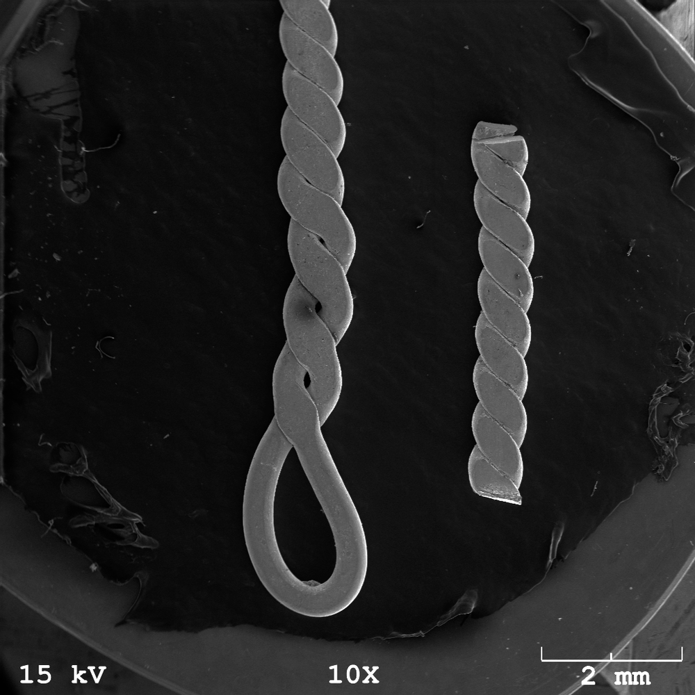 Micrograph of Twisted Silver Wire 10x