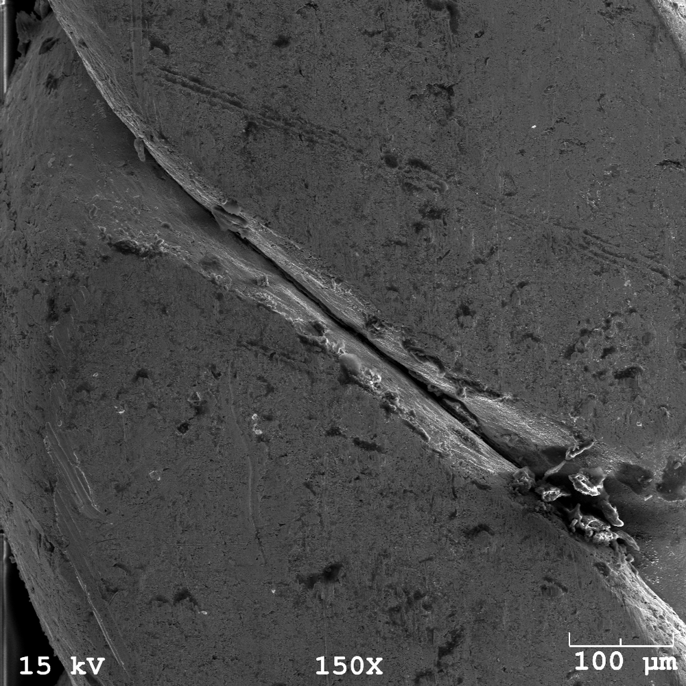Micrograph of Twisted Silver Wire 150x