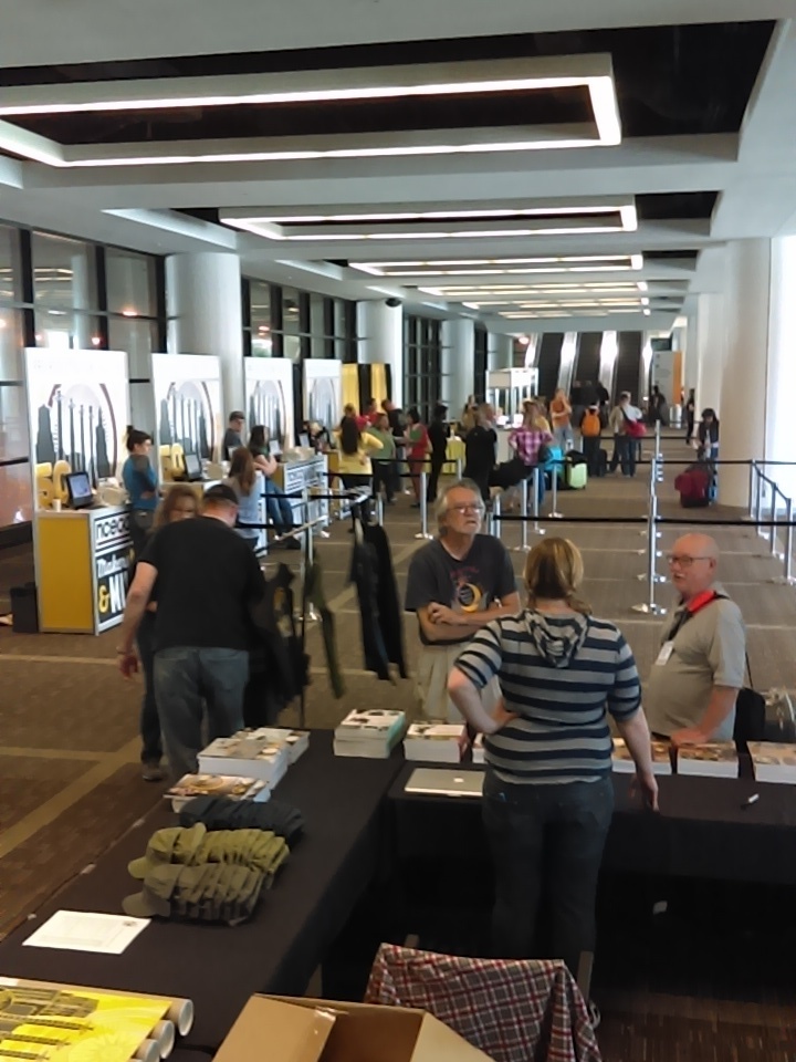 My first volunteer shift was at the merchandise table (there were not a whole lot of people registering that day).