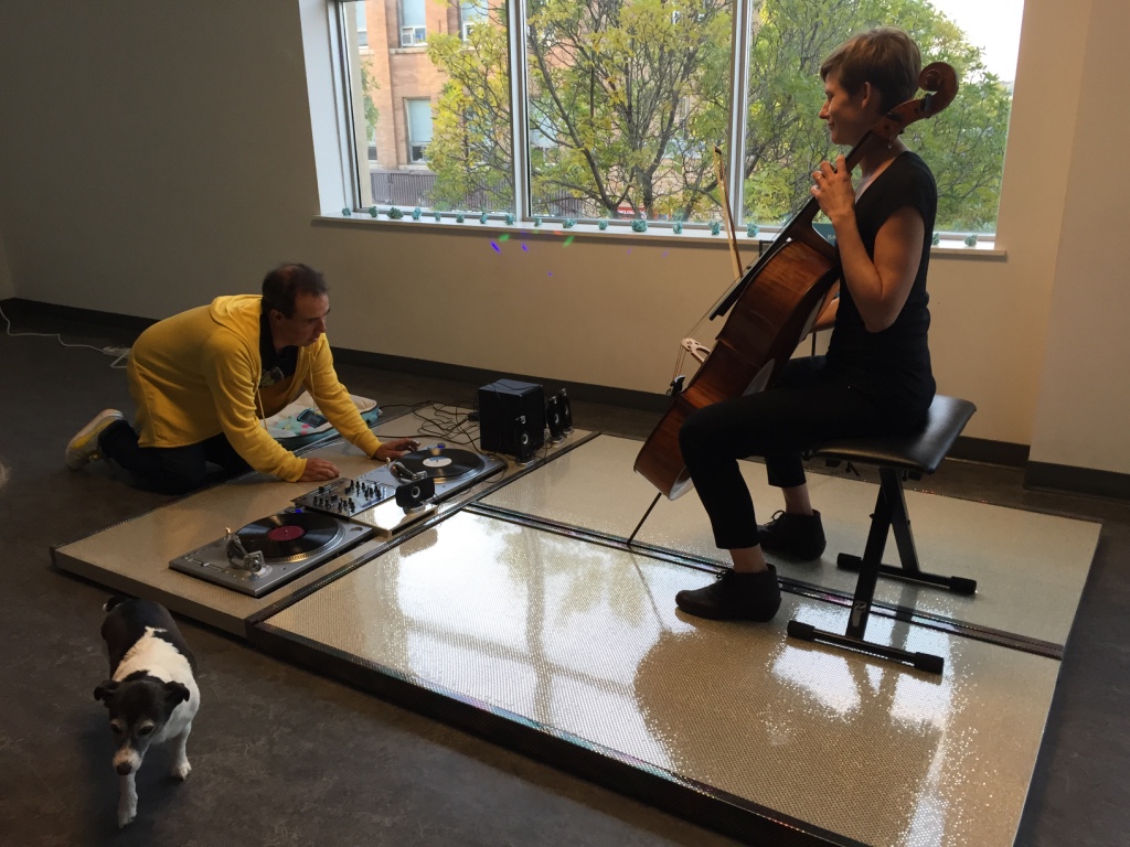 Performing a Bach Tatami Mash-up with artist Kevin Ei-ichi DeForest at Wheat City Nuit Blanche 