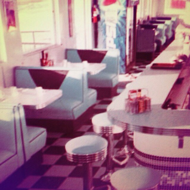 🔻
and cook your eggs
in pink and mirrored 
Breakfast lounges;
stained with 
60 years of faces;