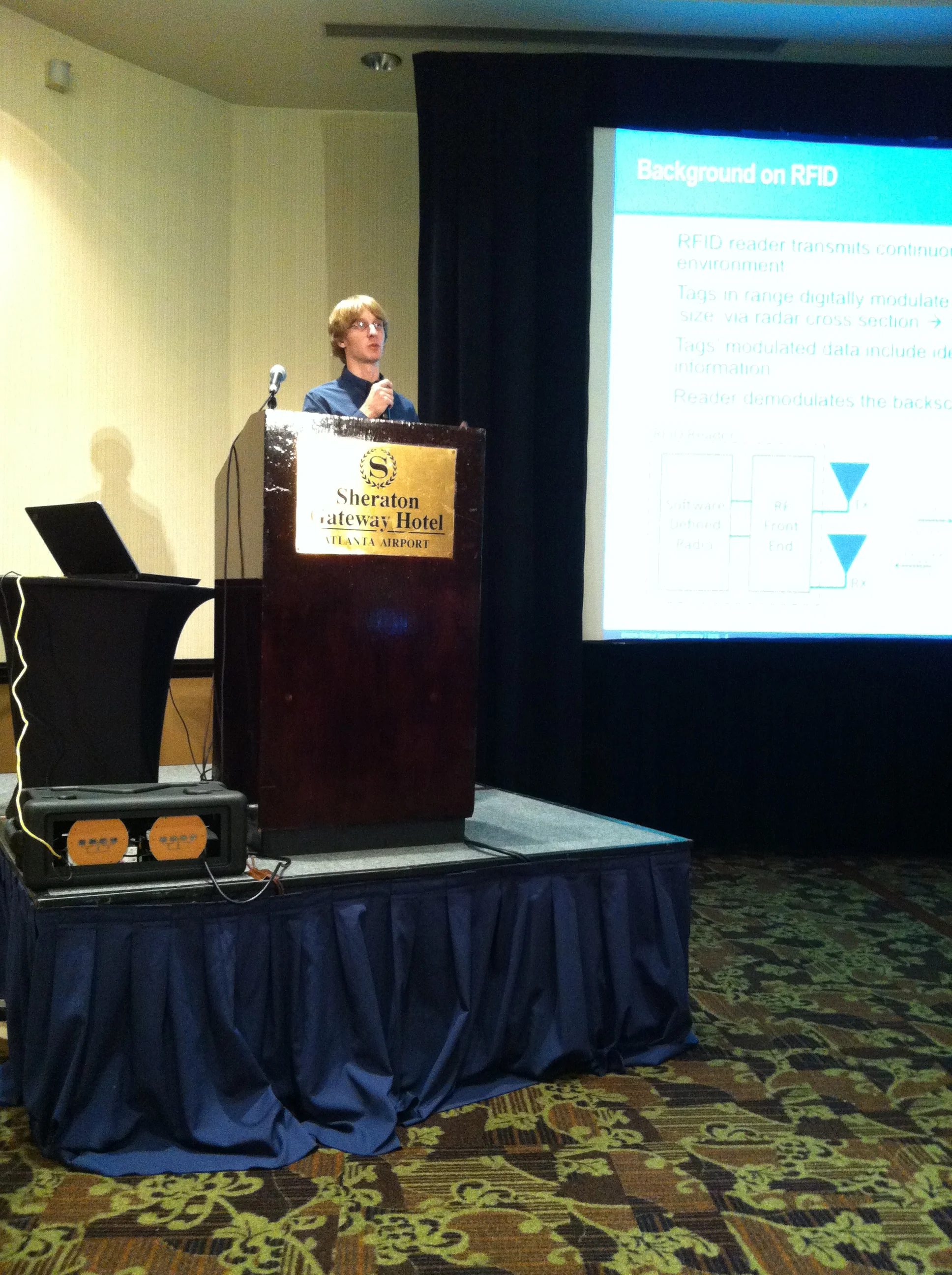 Chris Valenta demonstrating their RFID system with GR