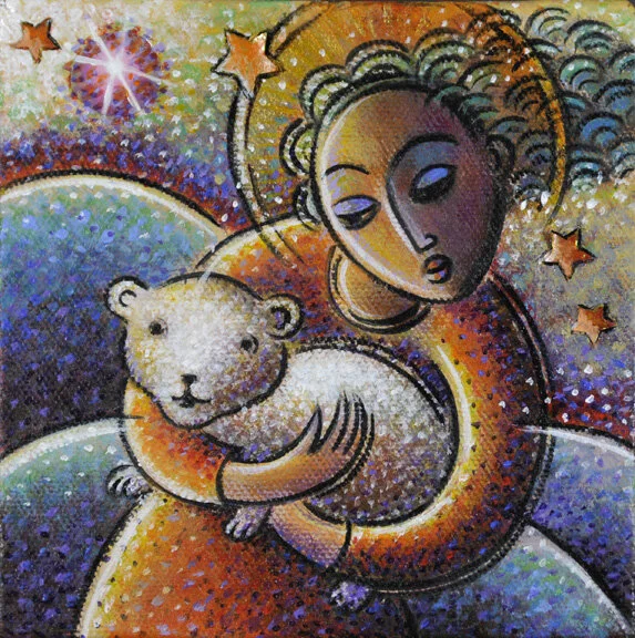 Holy Spirit Acrylic/collage on canvas. 5” x 5”.