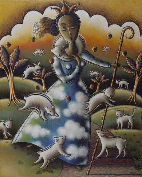 The Good Shepherd Acrylic/collage. 24” x 30”.