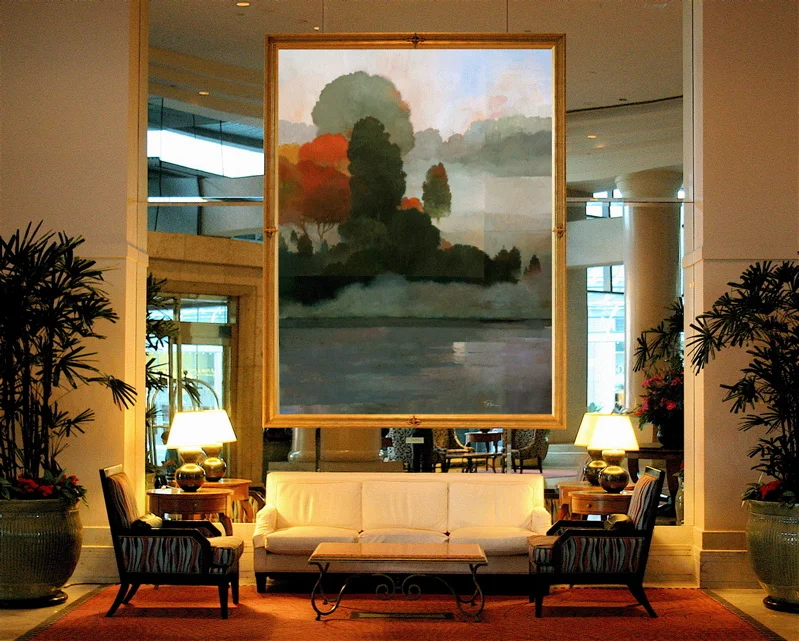 Hotel lobby / Giclee canvas on mirrored wall