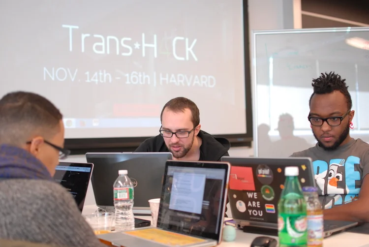Logan Henderson participating at Trans*H4CK Boston in November of 2014