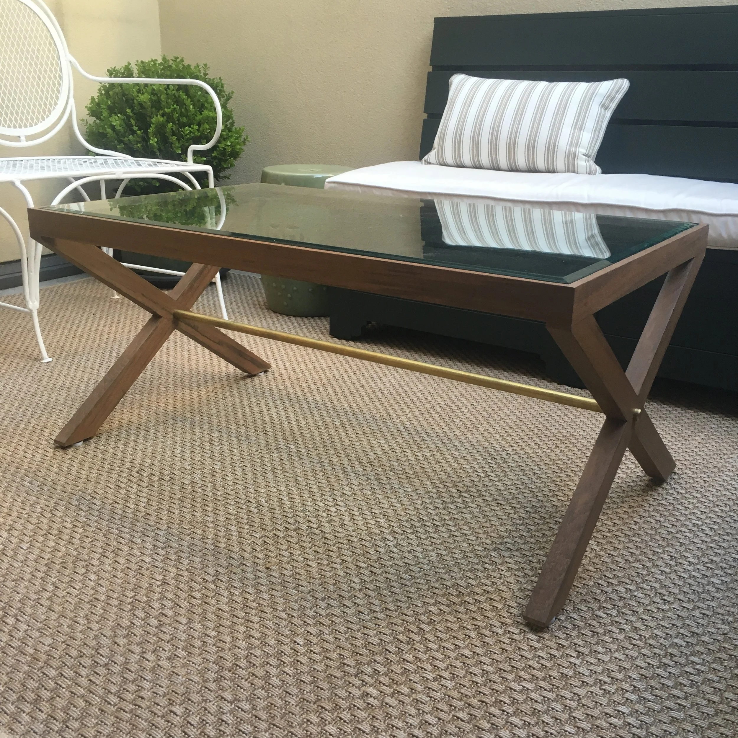 Teak and Brass Coffee Table