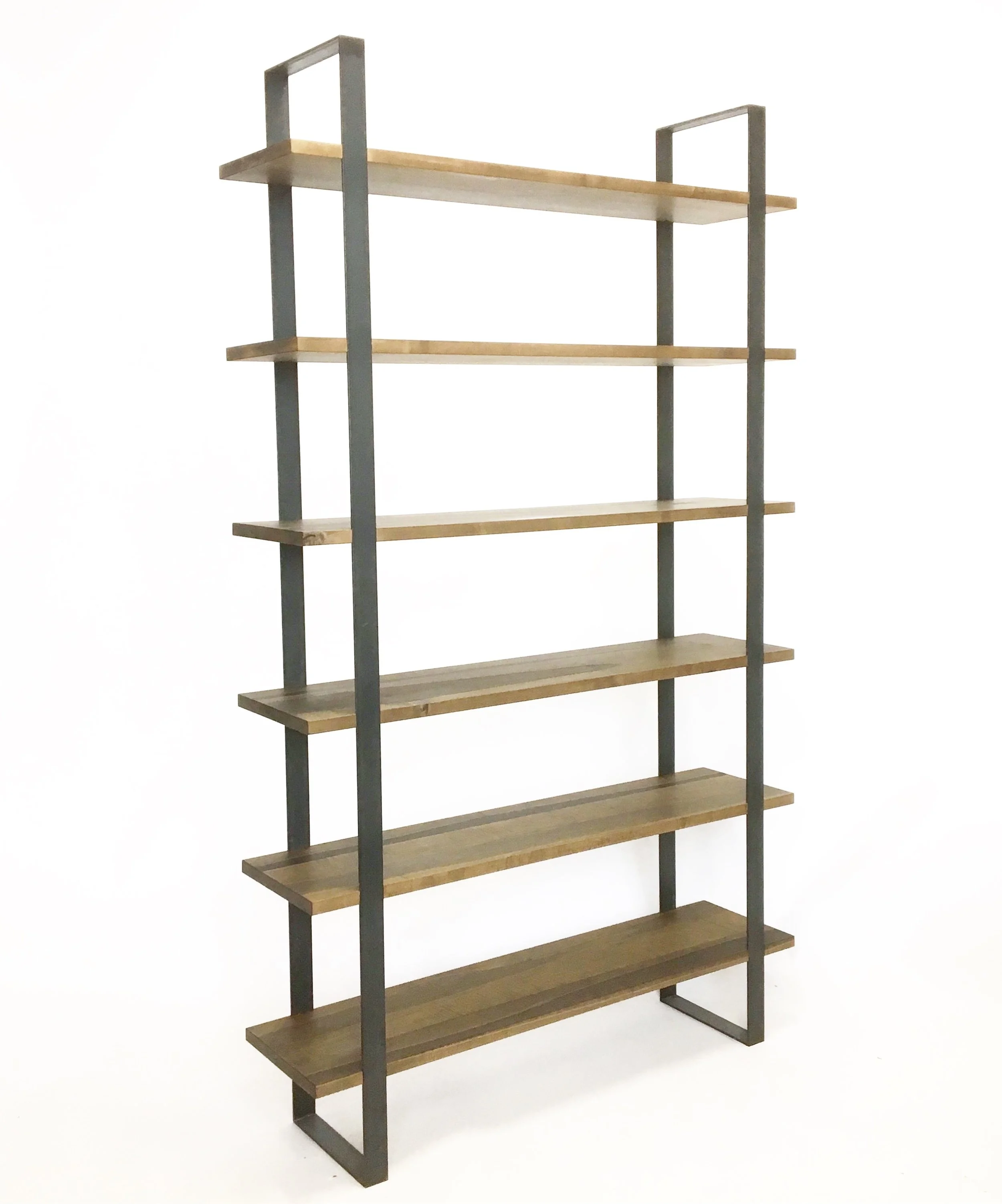 Oxidized Maple and Blackened Steel Shelving