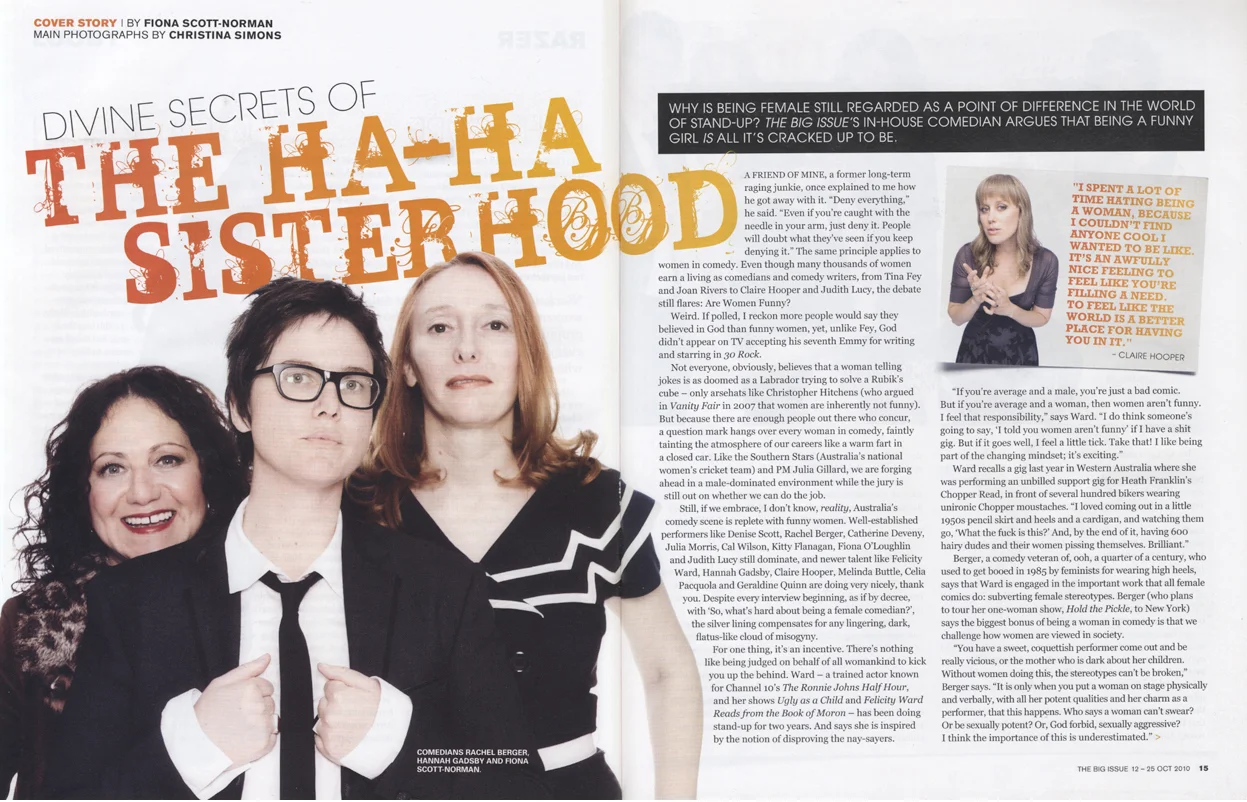THE BIG ISSUE - Women in Comedy Cover Story