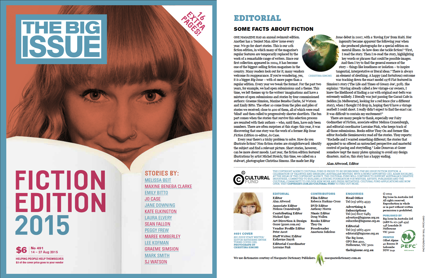 THE BIG ISSUE - 'The Fiction Edition' Front Cover 2015