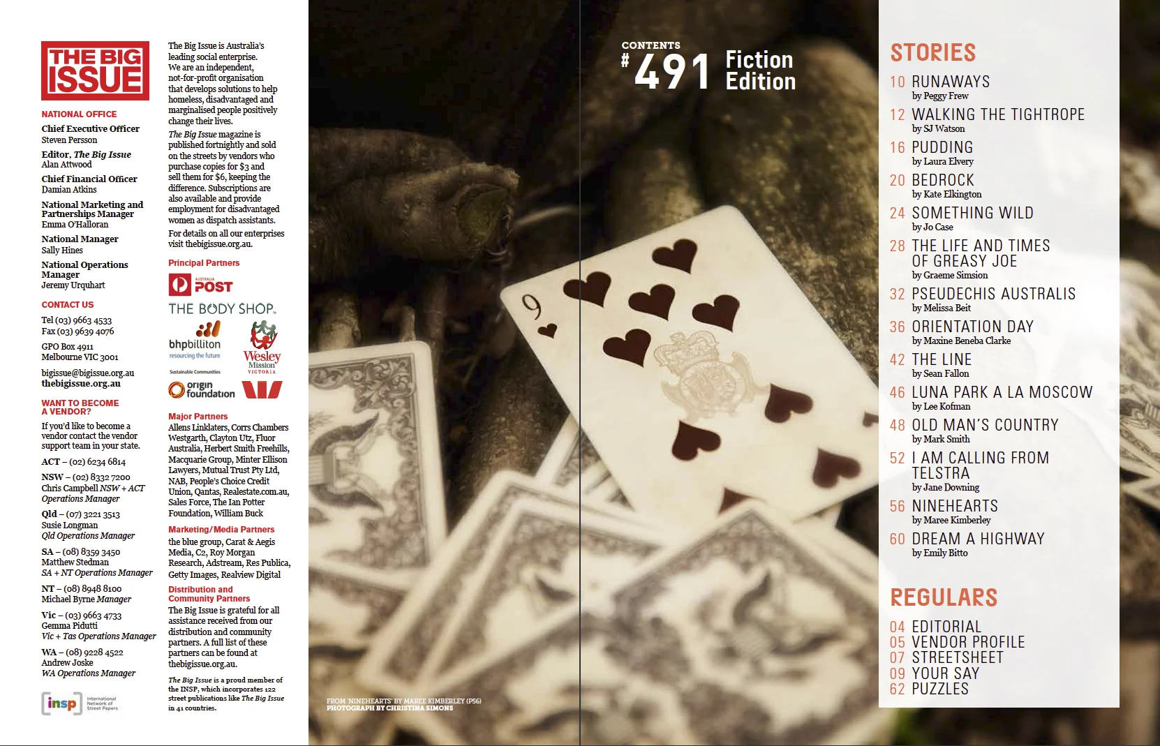 THE BIG ISSUE - 'The Fiction Edition' Contents Page 2015