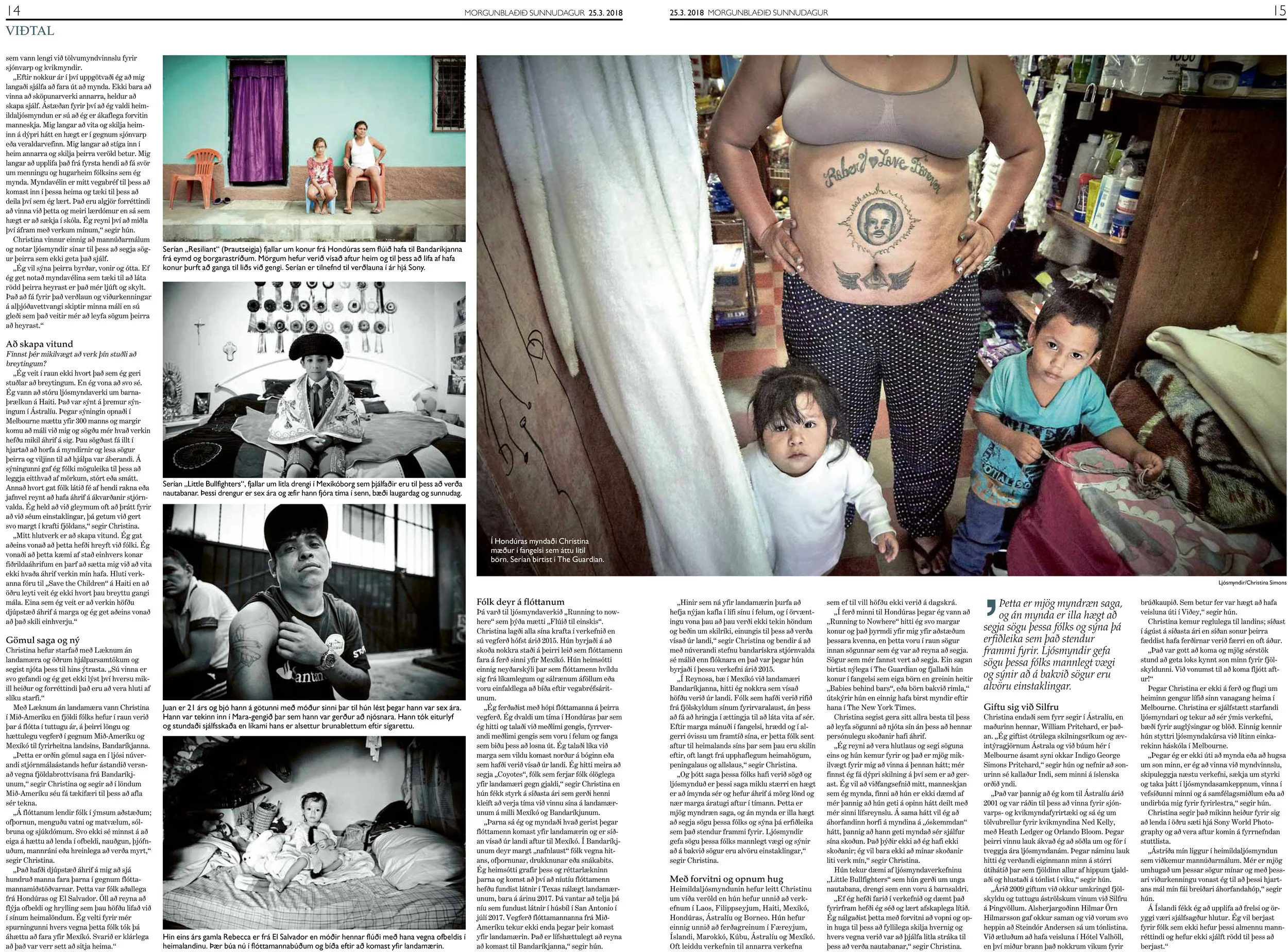 Morgunblaðið (Iceland's main Newspaper) Sunday Magazine March 2018 Page 14 and 15