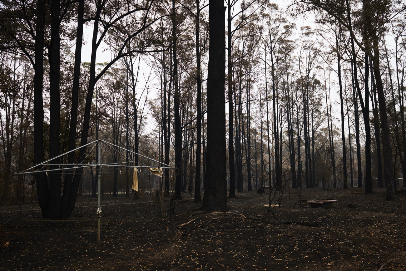  The remains of a property destroyed by the bushfires in Sarsfield, Victoria Australia on Tuesday the 7th of January 2020. 