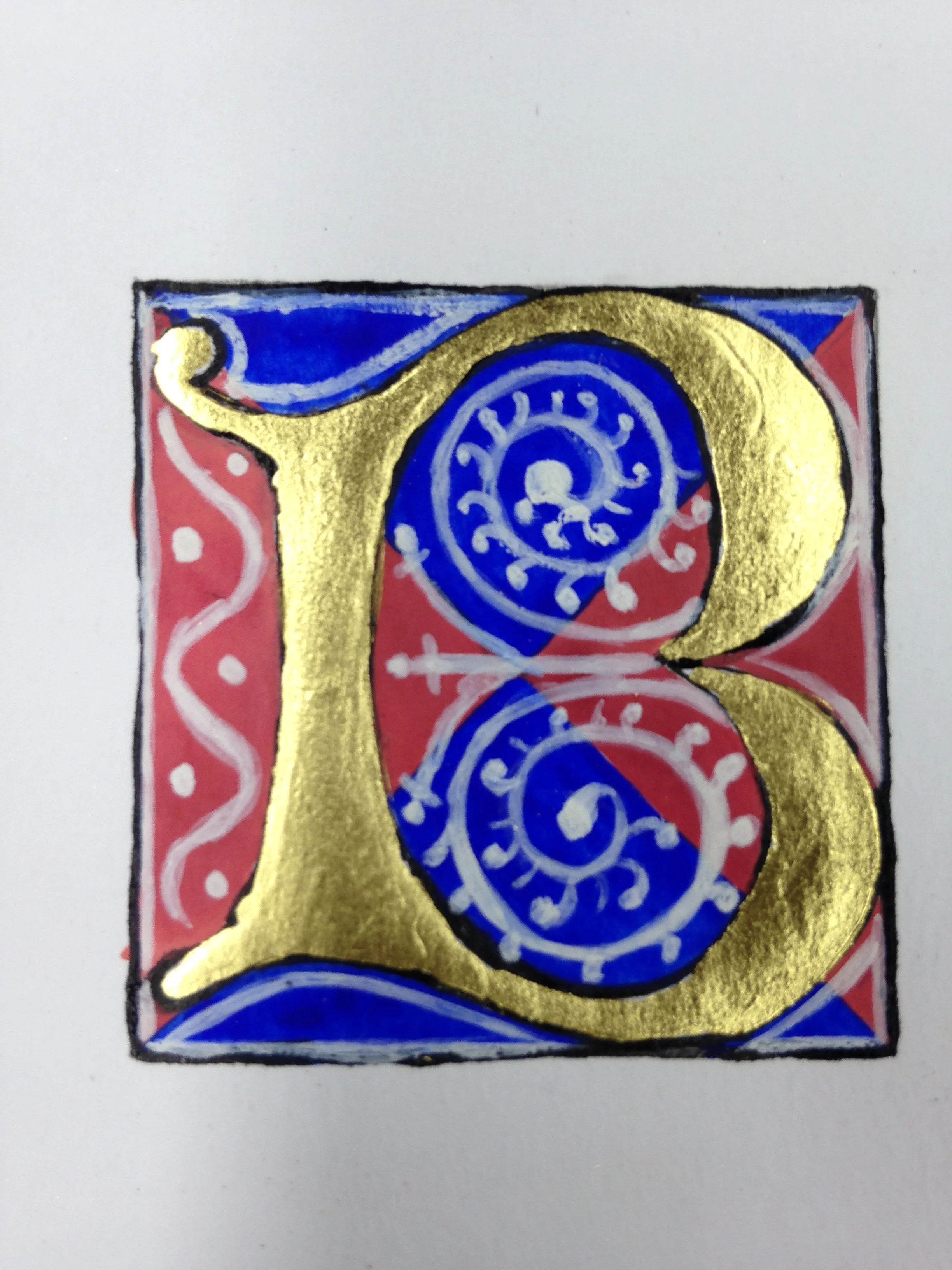 Almost finished creating my first ever illuminated letter! Needs some tidying up.