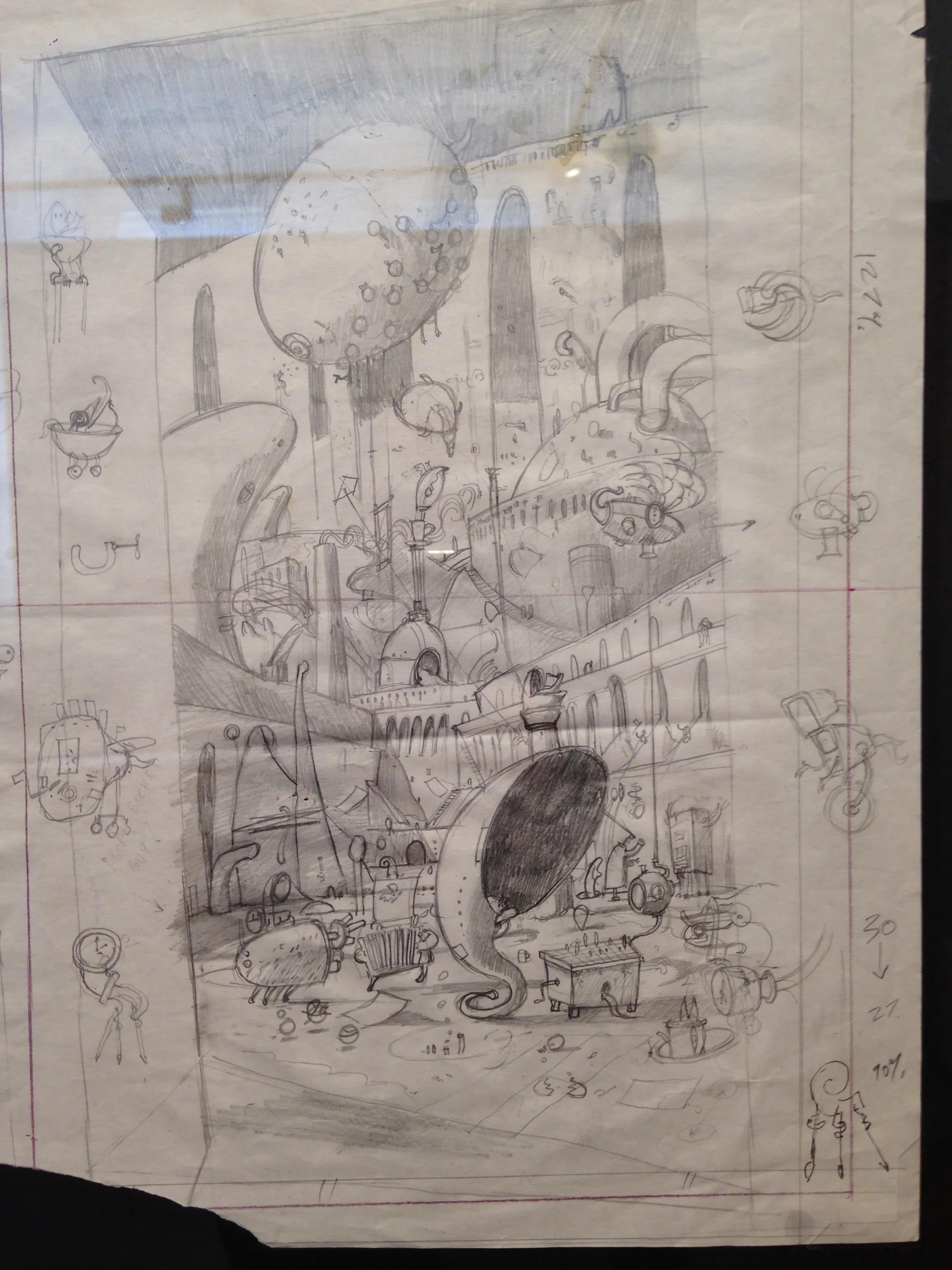 A sketch from the GCS Gallery Exhibition, 'Shaun Tan: The Art of Story - Discovering The Lost Thing Book to film'.