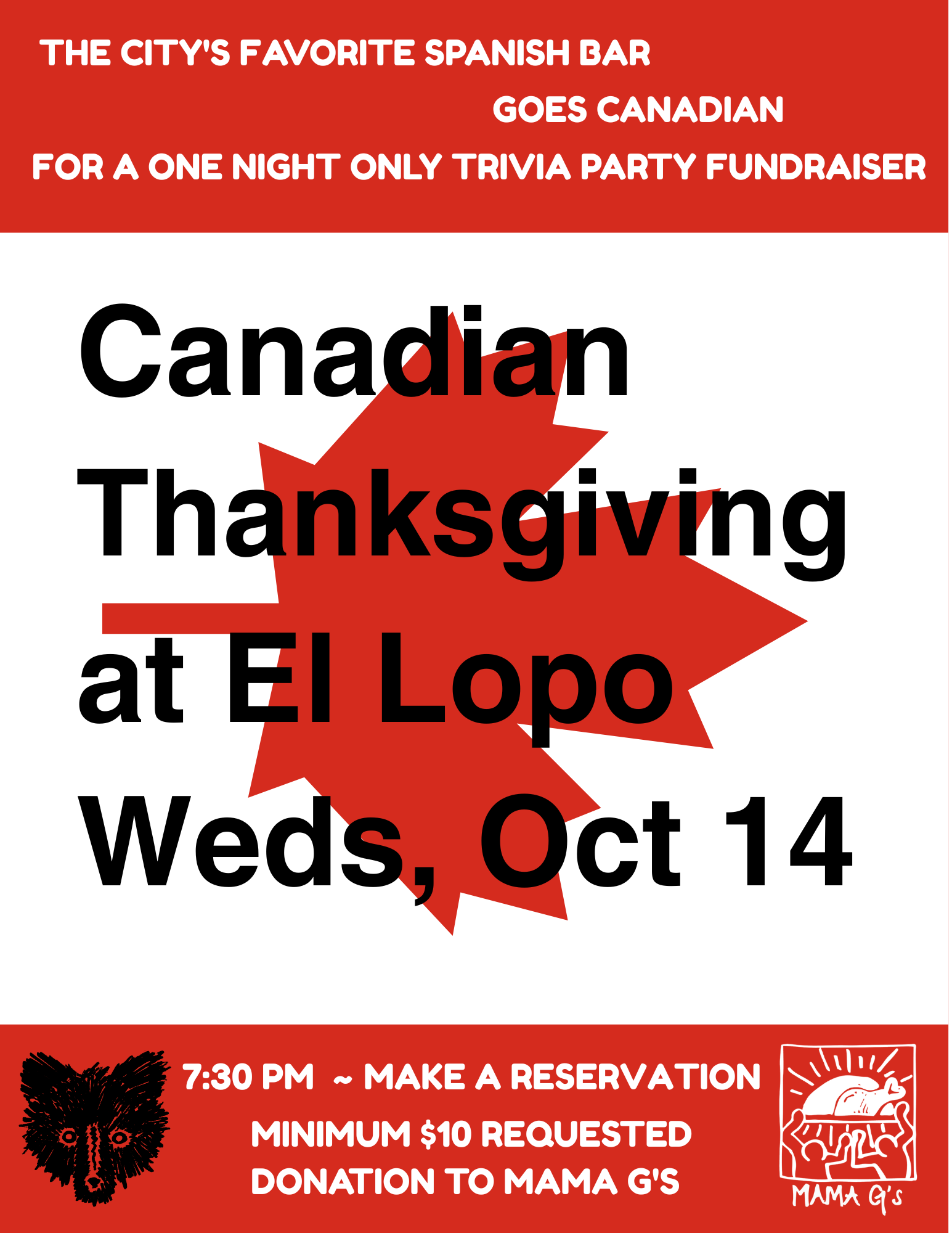 Canadian Thanksgiving Trivia Fundraiser at El Lopo