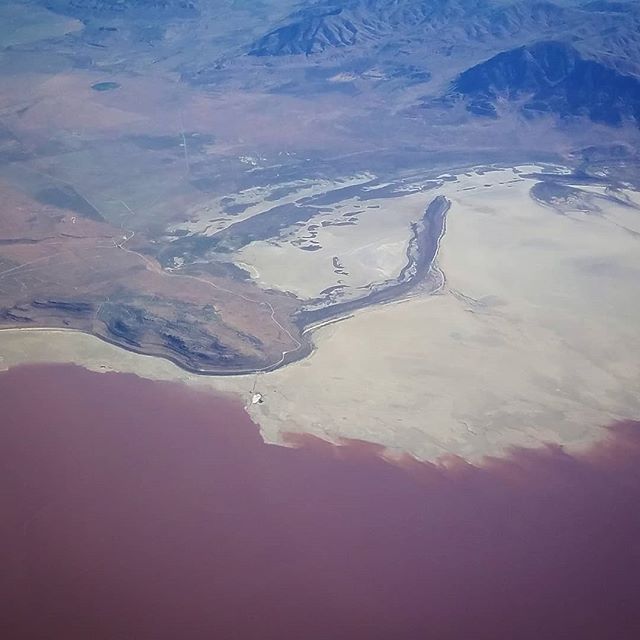 #rozelpoint view #spiraljetty from an #overheadshot #deltaairlines #greatsaltlake #utah #utahlifeelevated #lovinlife #scenicview