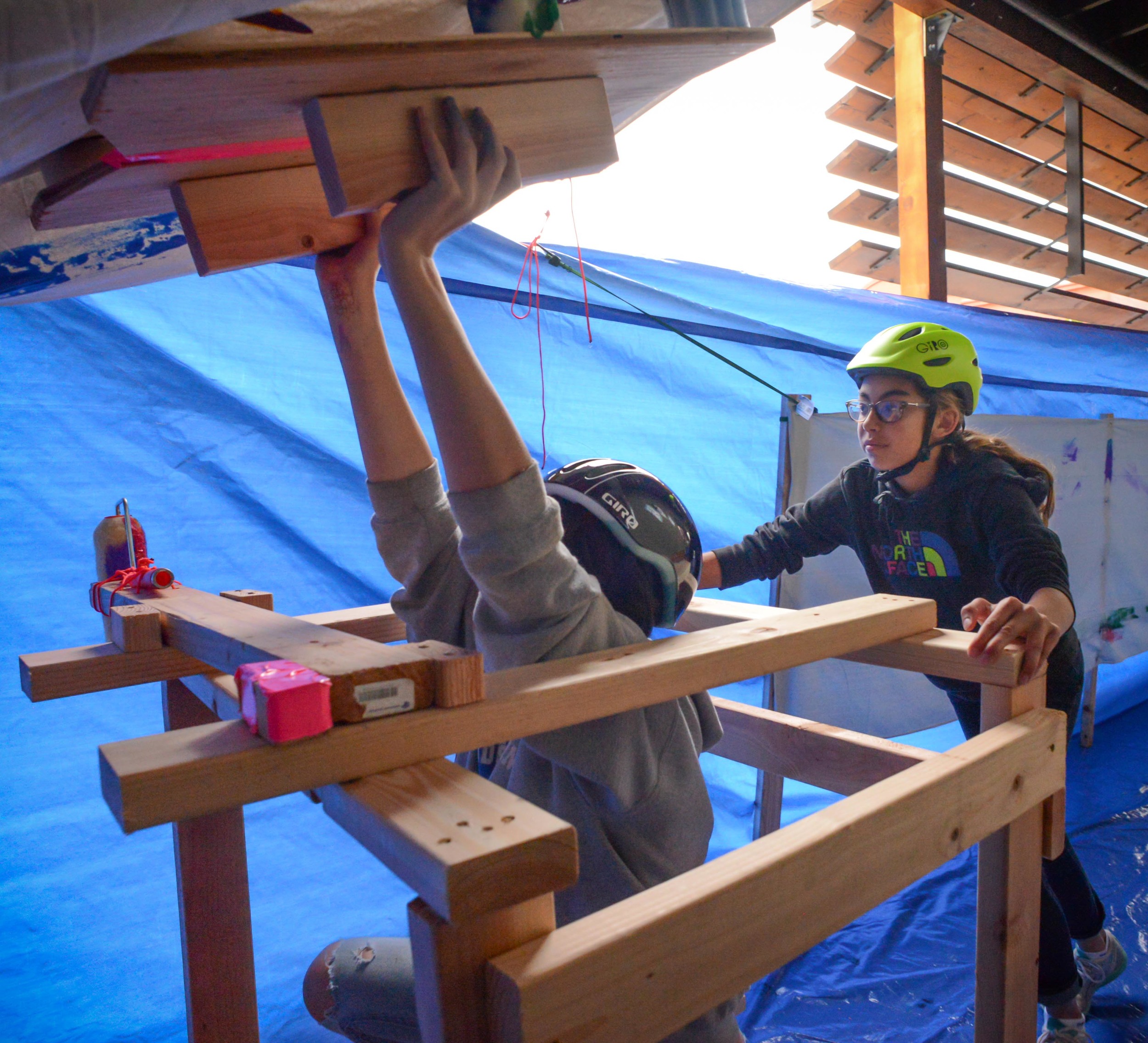  Chloe and Lili take a second run with the pop-out print making roof. 