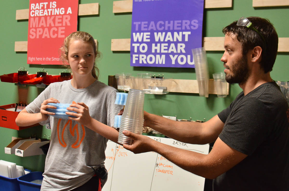  Josh and Anna use RAFT's craft materials to explain a possible solution 