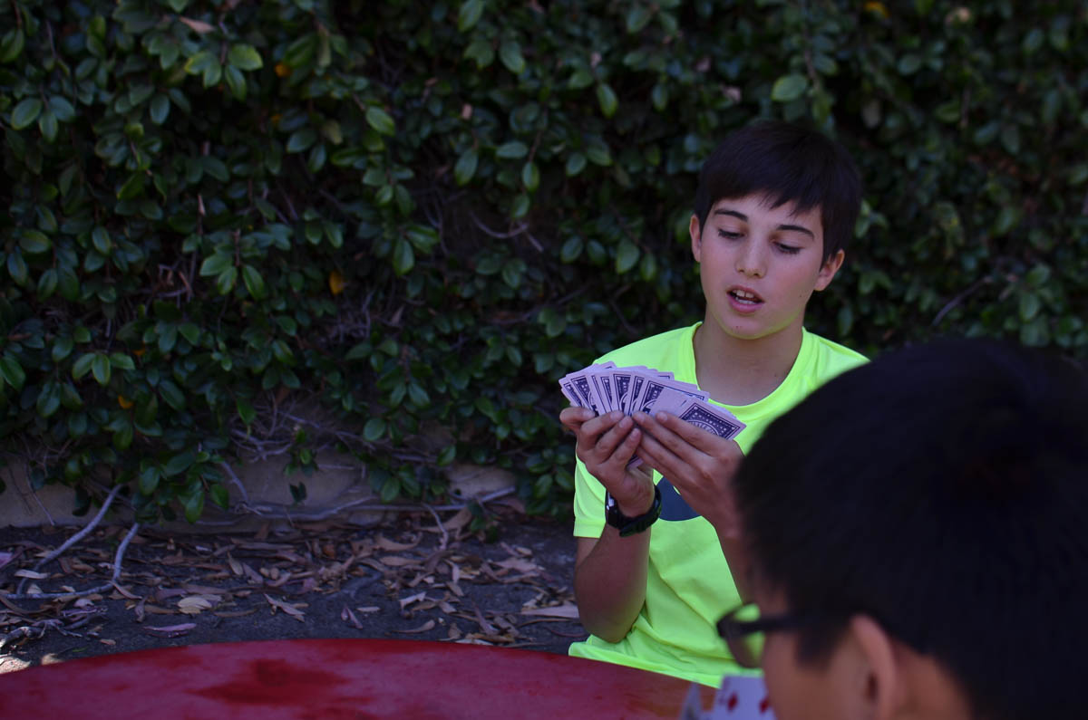  A well deserved break - Devran and Cory enjoy a game of cards at lunchtime. 