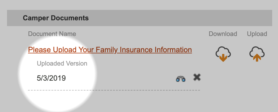 6. You can confirm your document has uploaded when you see the date of the uploaded version listed. You can also click the binoculars image to confirm the upload is clear and legible7. Your task will not be considered “complete” until a staff member…