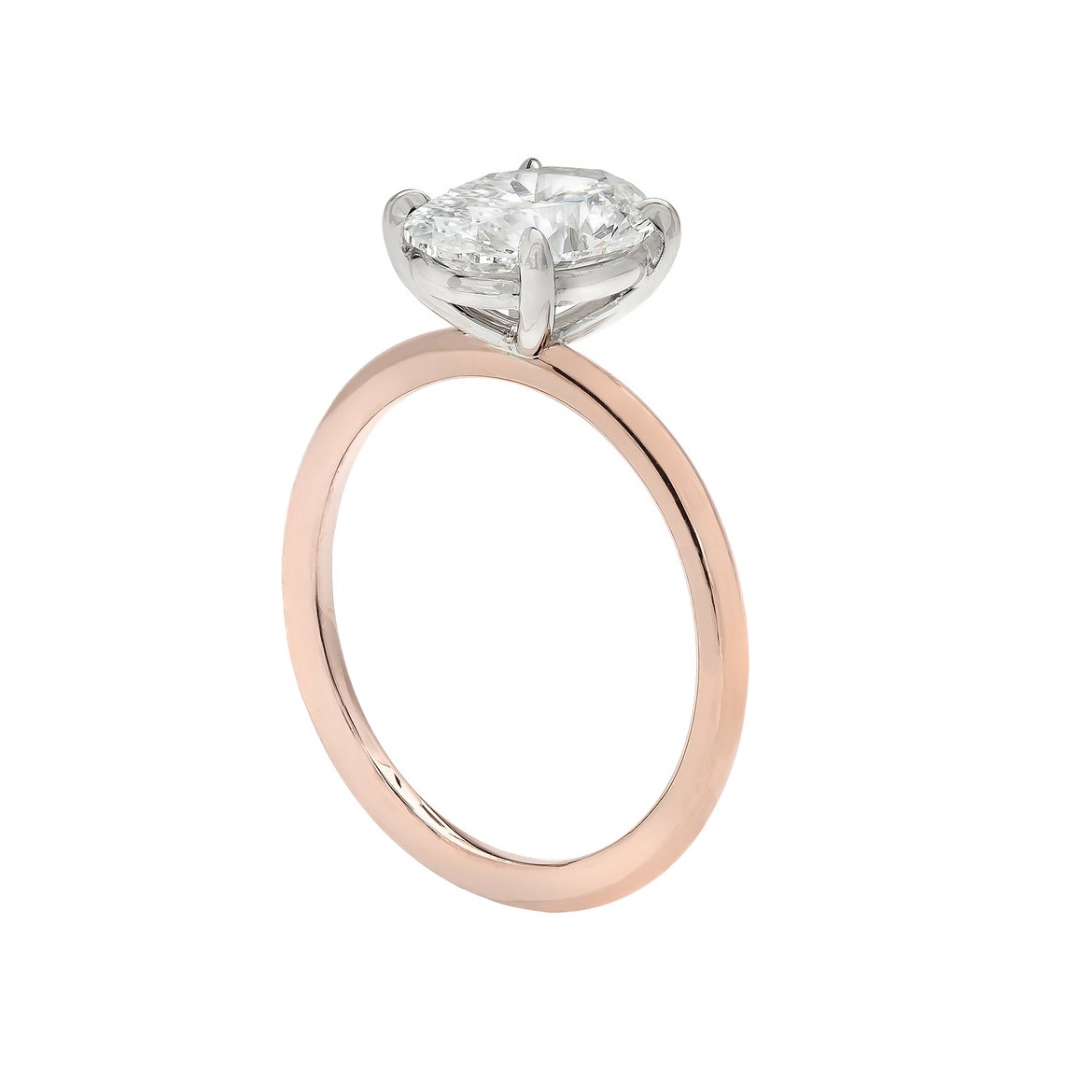 2.01 carat Oval Cut Diamond Ring. Set in 14K Rose Gold.