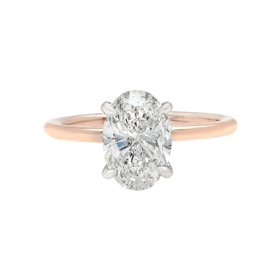 2.01 carat Oval Cut Diamond Ring. Set in 14K Rose Gold.