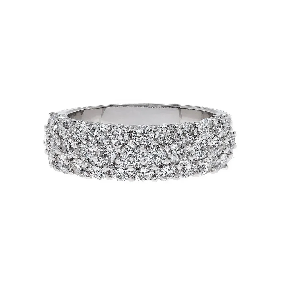 Signature ‘Dayna’ Ring, featuring 2.02 carat total weight in Round Brilliant Cut Diamonds in 3 rows of diamonds. Set in 18k white gold.