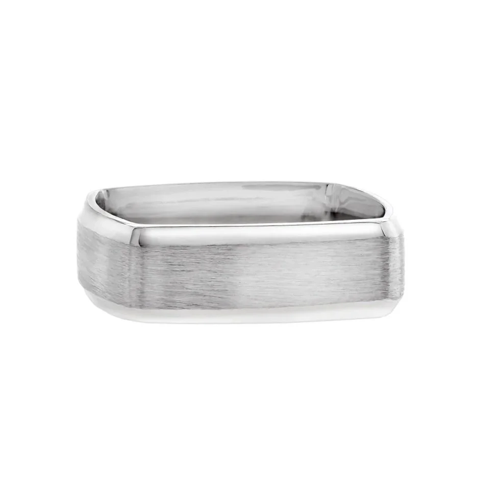 Signature Squared Men's Band. Satin Polish Finish in 18k white gold.