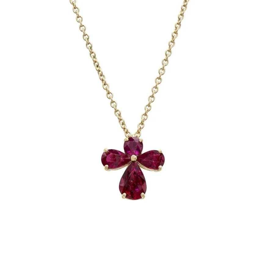 2.64 carat Ruby Angel Pendant. Set in 18k yellow gold. 