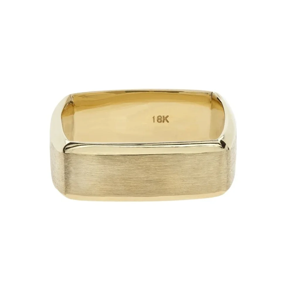 Signature Squared Men's Band. Satin Polish Finish in 18k yellow gold.